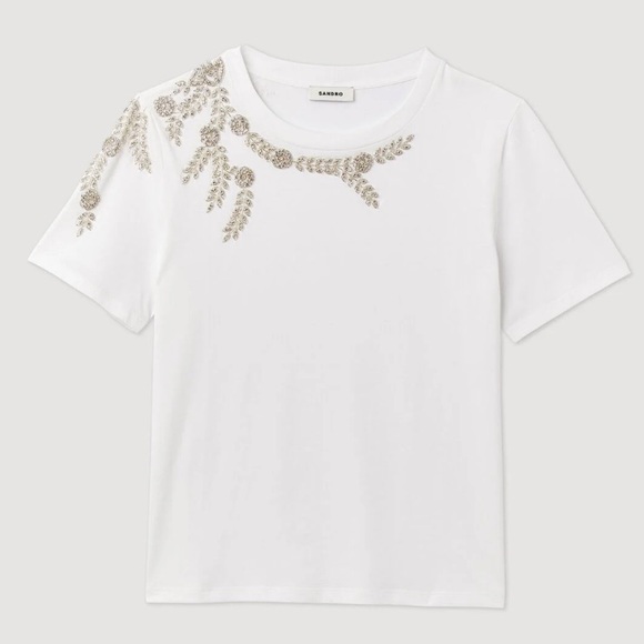 Sandro Rhinestone-Embellished T-Shirt - Picture 3 of 4